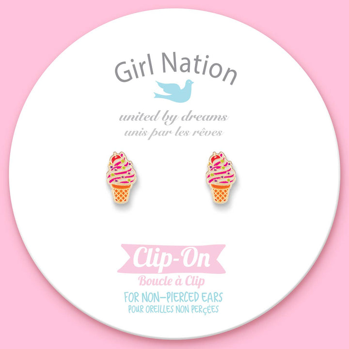 CLIP ON Cutie Earrings- Soft Serve Swirl