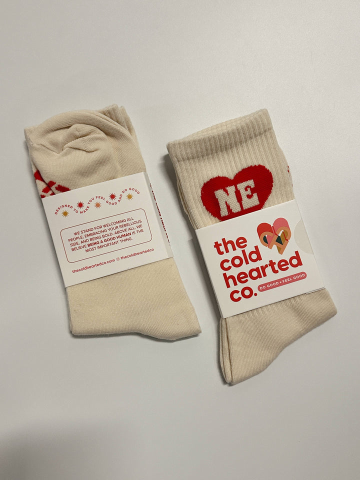 Nebraska Heart Crew Socks