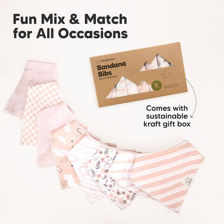 8-pack Baby Bandana Bibs for Girls and Boys