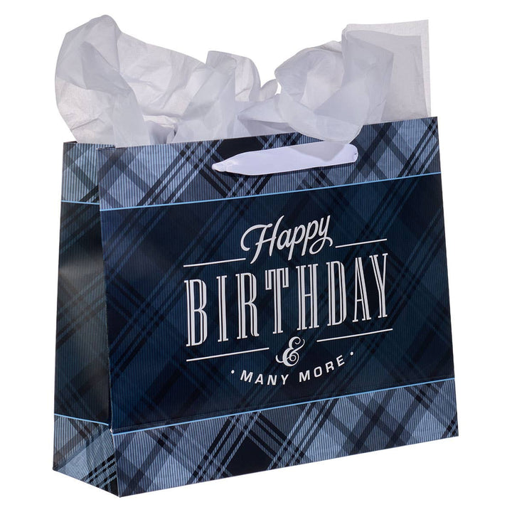 Charcoal and Black Happy Birthday Large Landscape Gift Bag S