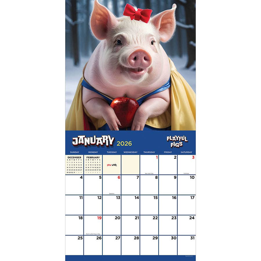 2026 Playful Pigs Wall Calendar