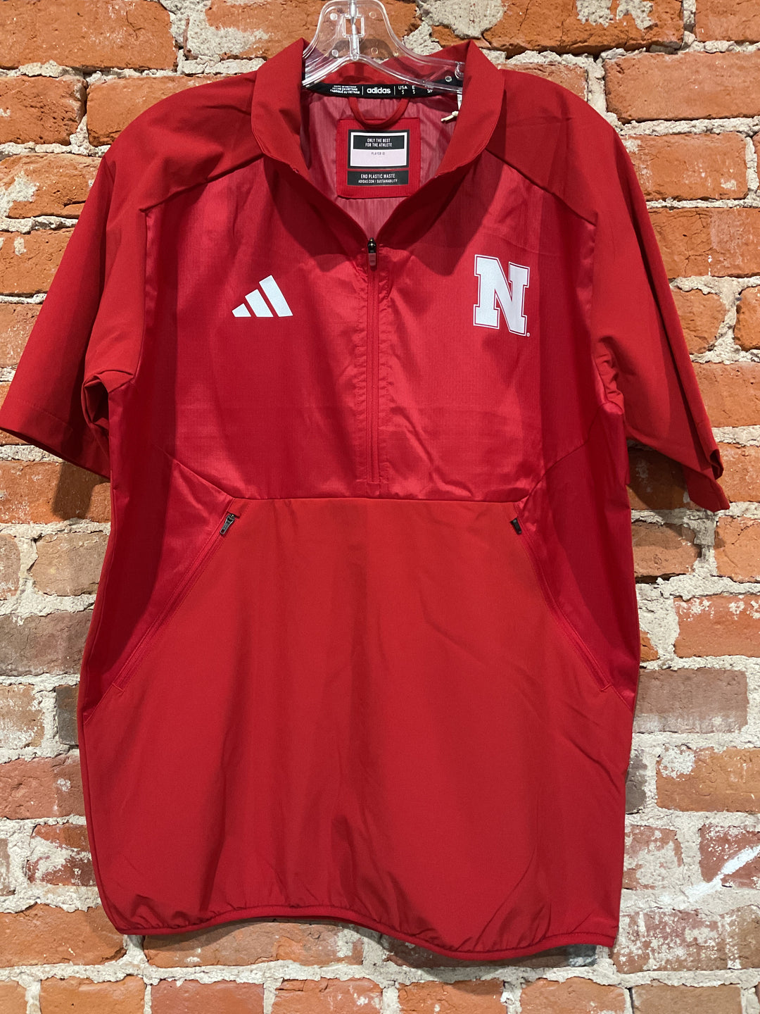 Husker Adidas Sideline SS 1/4 Zip- Red