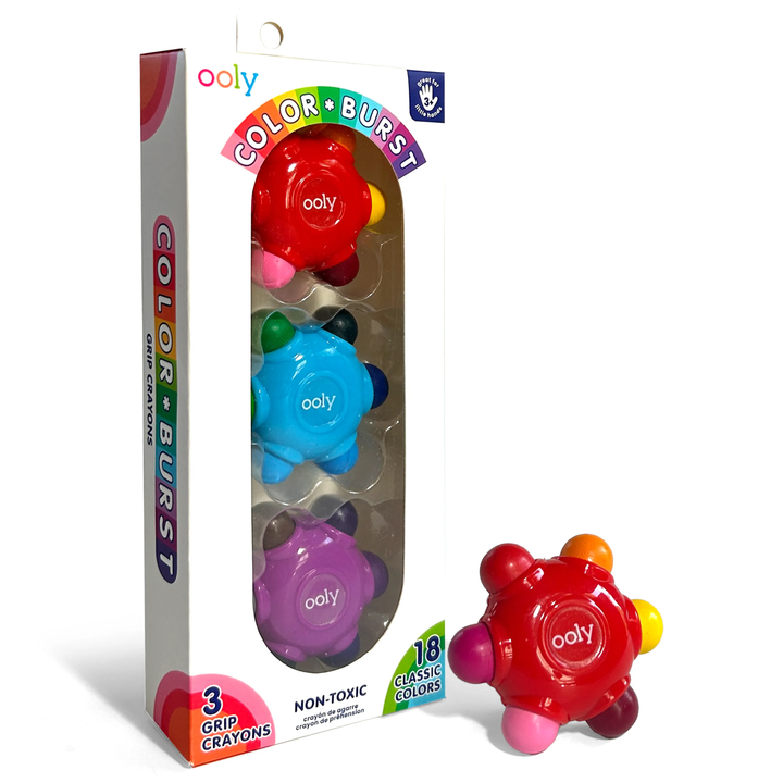 Color Burst Easy Grip Crayons  (Set of 3 / 18 Classic Colors