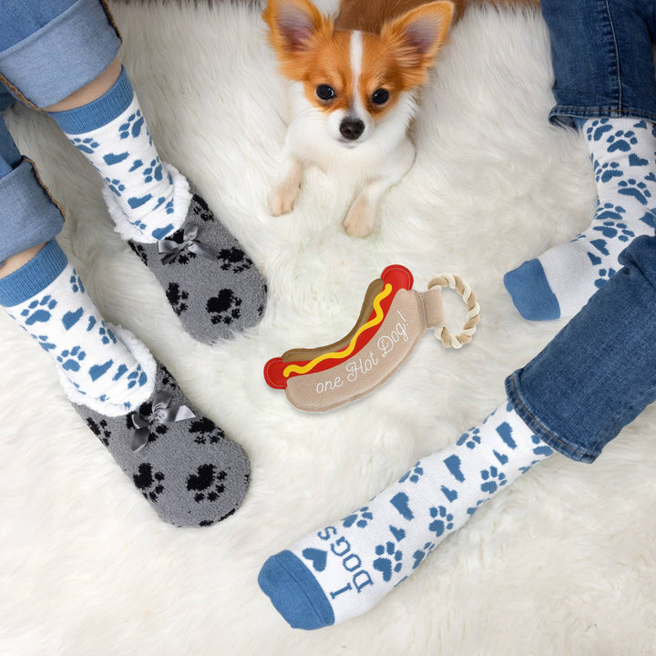 Hot Dog - 12" Canvas Dog Toy on Rope