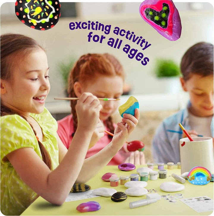 Kids Rock Painting Kit - Glow in The Dark - Arts & Crafts