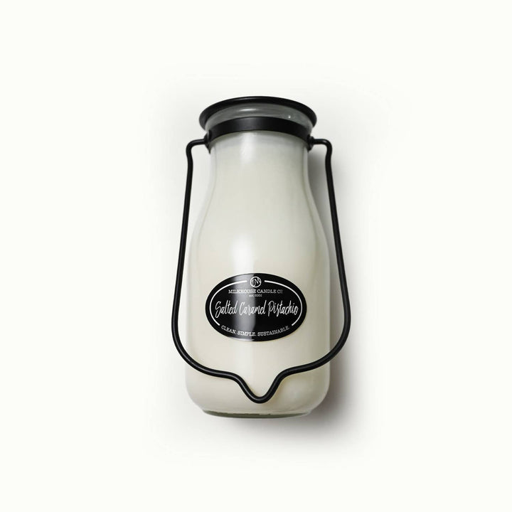 14 oz Milkbottle Candle: Salted Caramel Pistachio