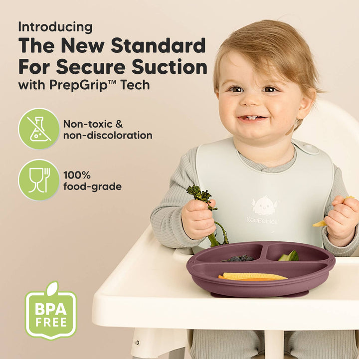 3-Pack Prep Suction Plates for Baby, BPA-Free Silicone Plate