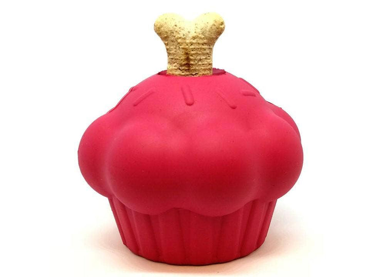 Cupcake Durable Rubber Chew Toy & Treat Dispenser - Pink