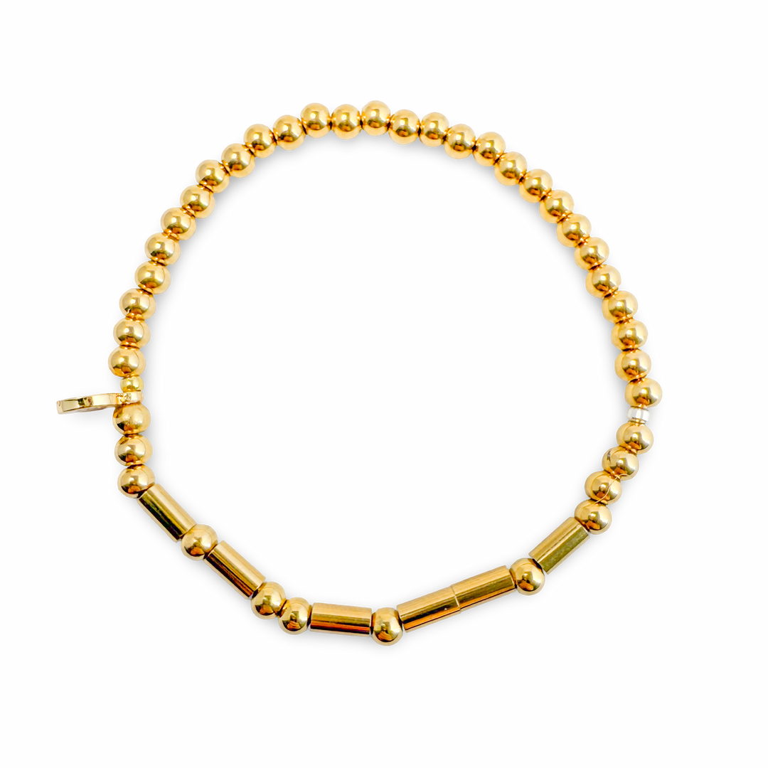 Morse Code Gold Waterproof Beaded Bracelet | STRENGTH