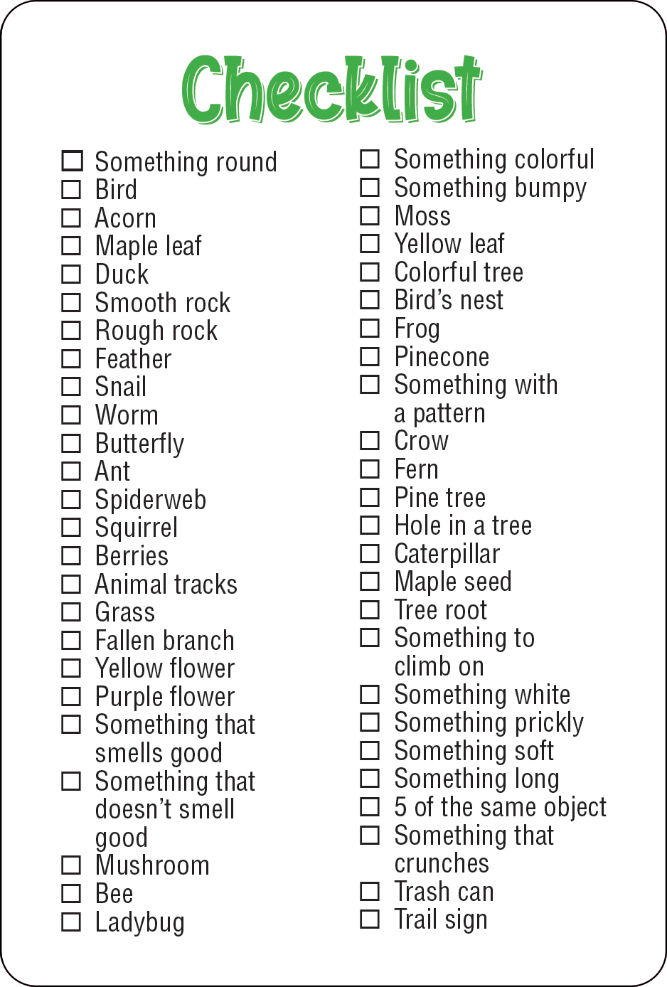 Nature Seek-and-Find Scavenger Hunt Cards