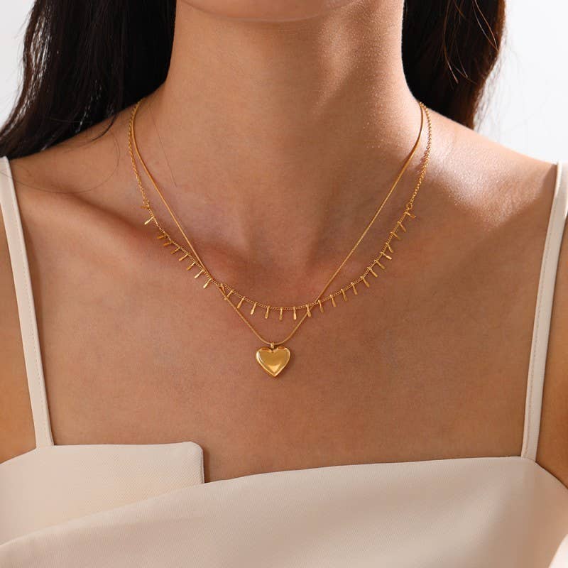 18K STAINLESS STEEL TARNISH FREE HEART NECKLACE | 40NK9566