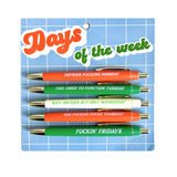 Days Of The Week Pen Set (funny gift, stocking stuffer)