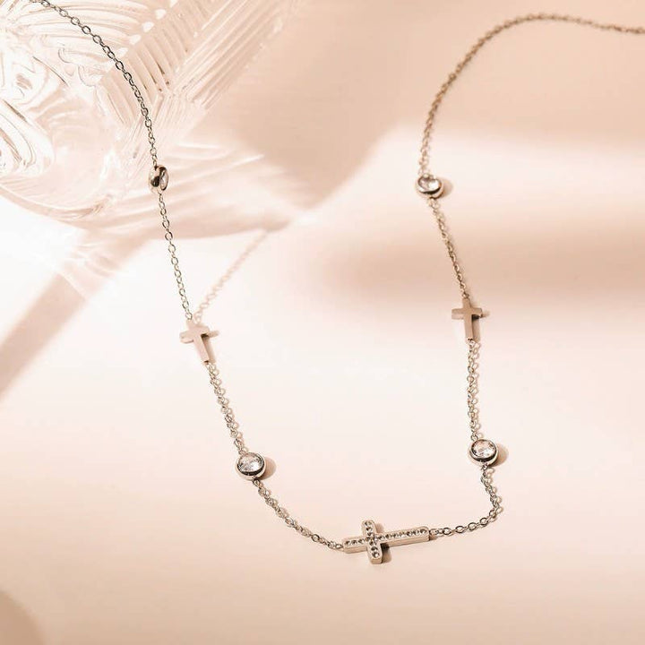 18K STAINLESS STEEL TARNISH FREE CROSS NECKLACE | 40NK9453