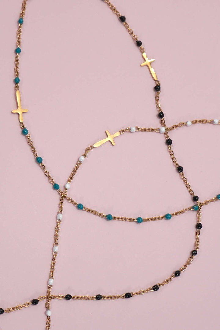 18K STAINLESS STEEL TARNISH FREE CROSS NECKLACE | 40NK9539