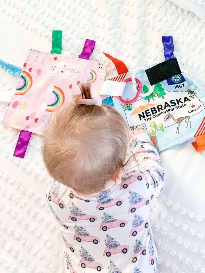 Nebraska State Baby Crinkle Tag Square 8"x 8" Toy
