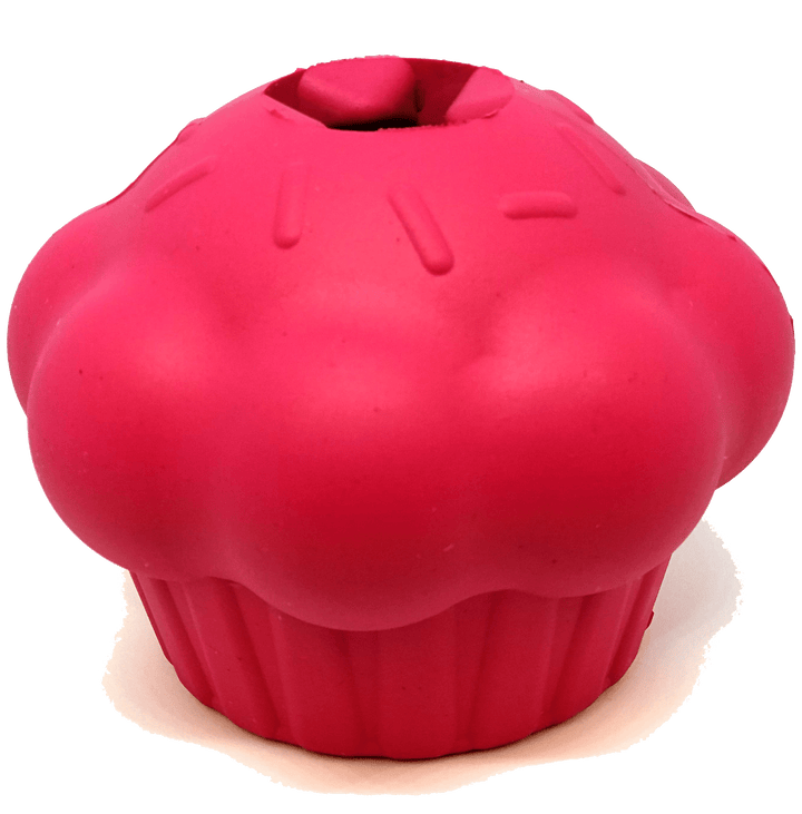 Cupcake Durable Rubber Chew Toy & Treat Dispenser - Pink