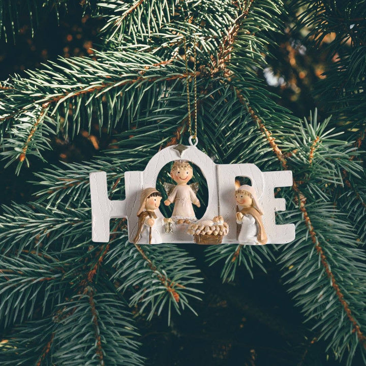 Ornament White Nativity Holy Family 2H