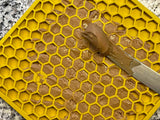 Honeycomb Design Emat Enrichment Licking Mat - Yellow - Larg