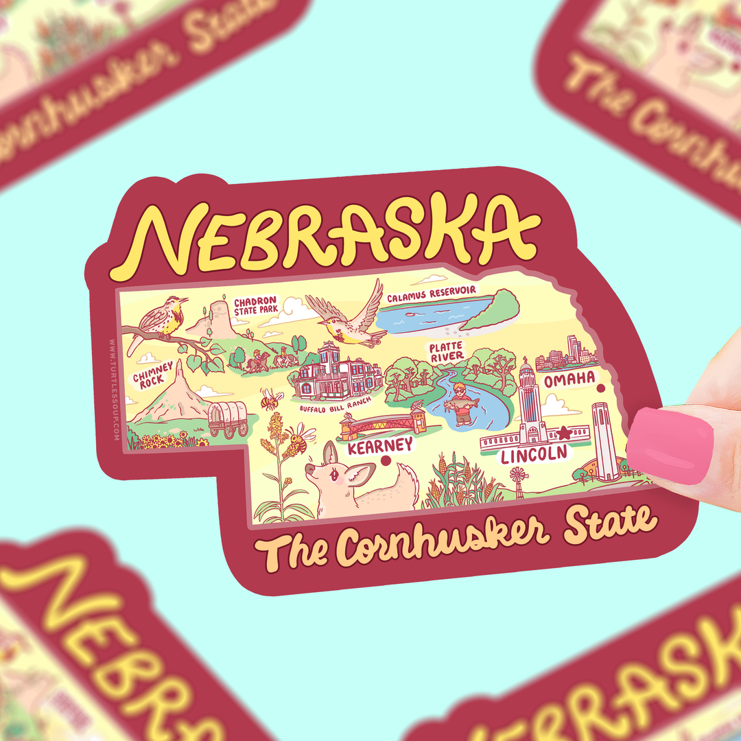 Nebraska Map Art Cornhusker State Car Decal Vinyl Sticker