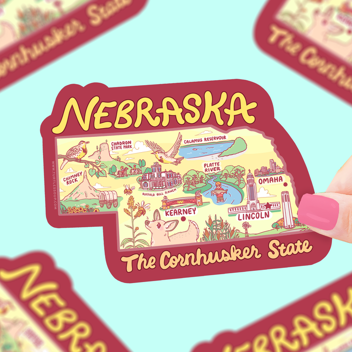Nebraska Map Art Cornhusker State Car Decal Vinyl Sticker