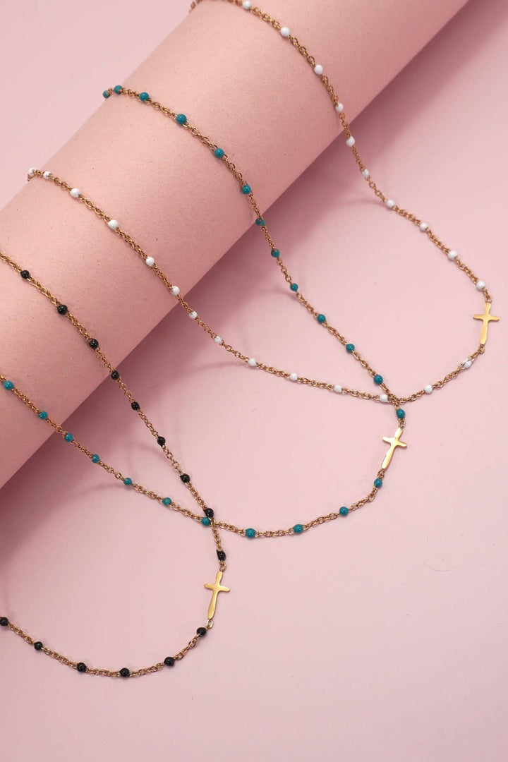 18K STAINLESS STEEL TARNISH FREE CROSS NECKLACE | 40NK9539