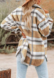 Women's Plaid Button Flannel Shirt Jacket