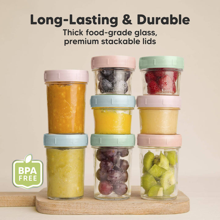 8pk Prep Baby Food Storage Containers, Leak-Proof Food Jars