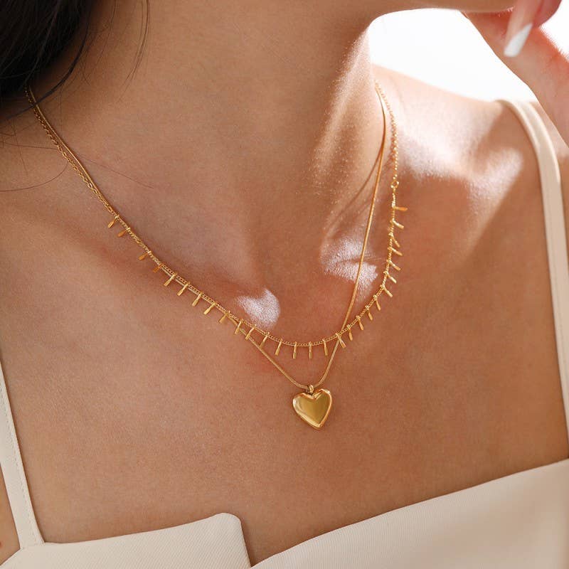 18K STAINLESS STEEL TARNISH FREE HEART NECKLACE | 40NK9566