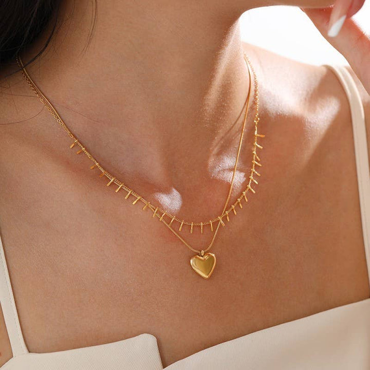 18K STAINLESS STEEL TARNISH FREE HEART NECKLACE | 40NK9566