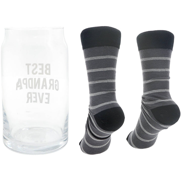 Best Grandpa - 16 oz Beer Can Glass and Sock Set