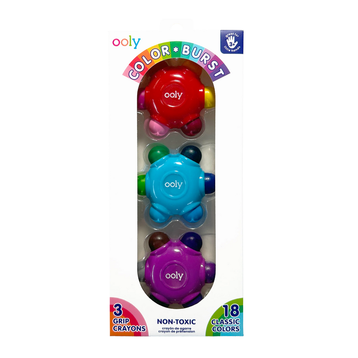 Color Burst Easy Grip Crayons  (Set of 3 / 18 Classic Colors