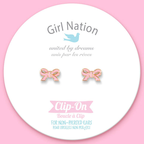 CLIP ON Cutie Earrings- Pretty Pink Bow