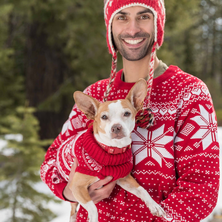 Holiday Family Sweater,  Snowflakes Sweater in True Red