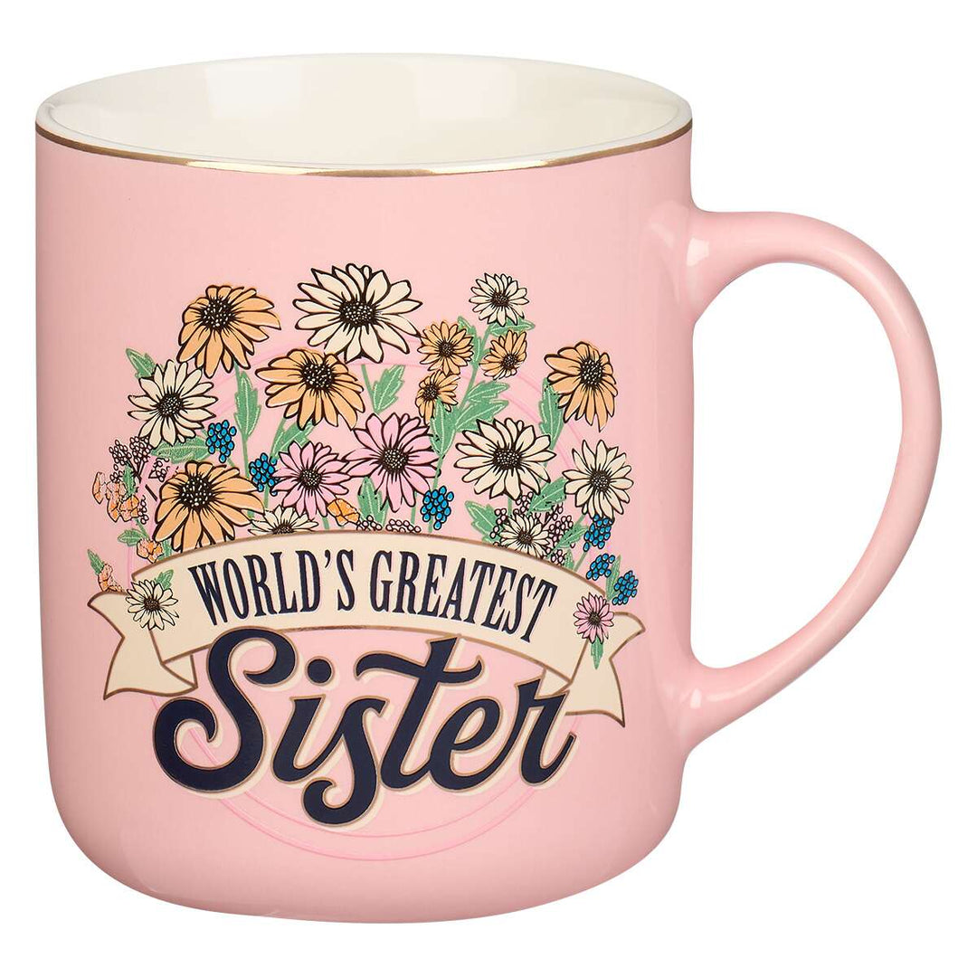 World's Greatest Sister Pink Daises Ceramic Coffee Mug