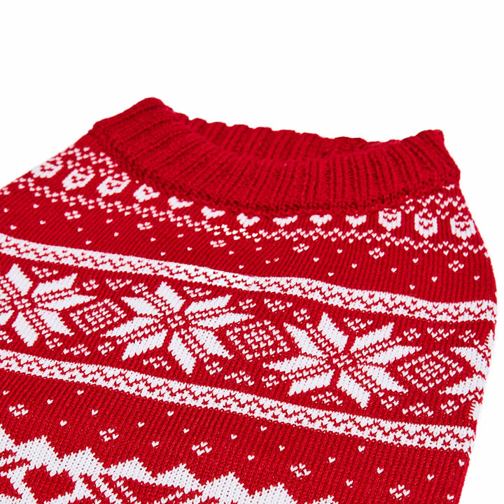 Holiday Family Sweater,  Snowflakes Sweater in True Red