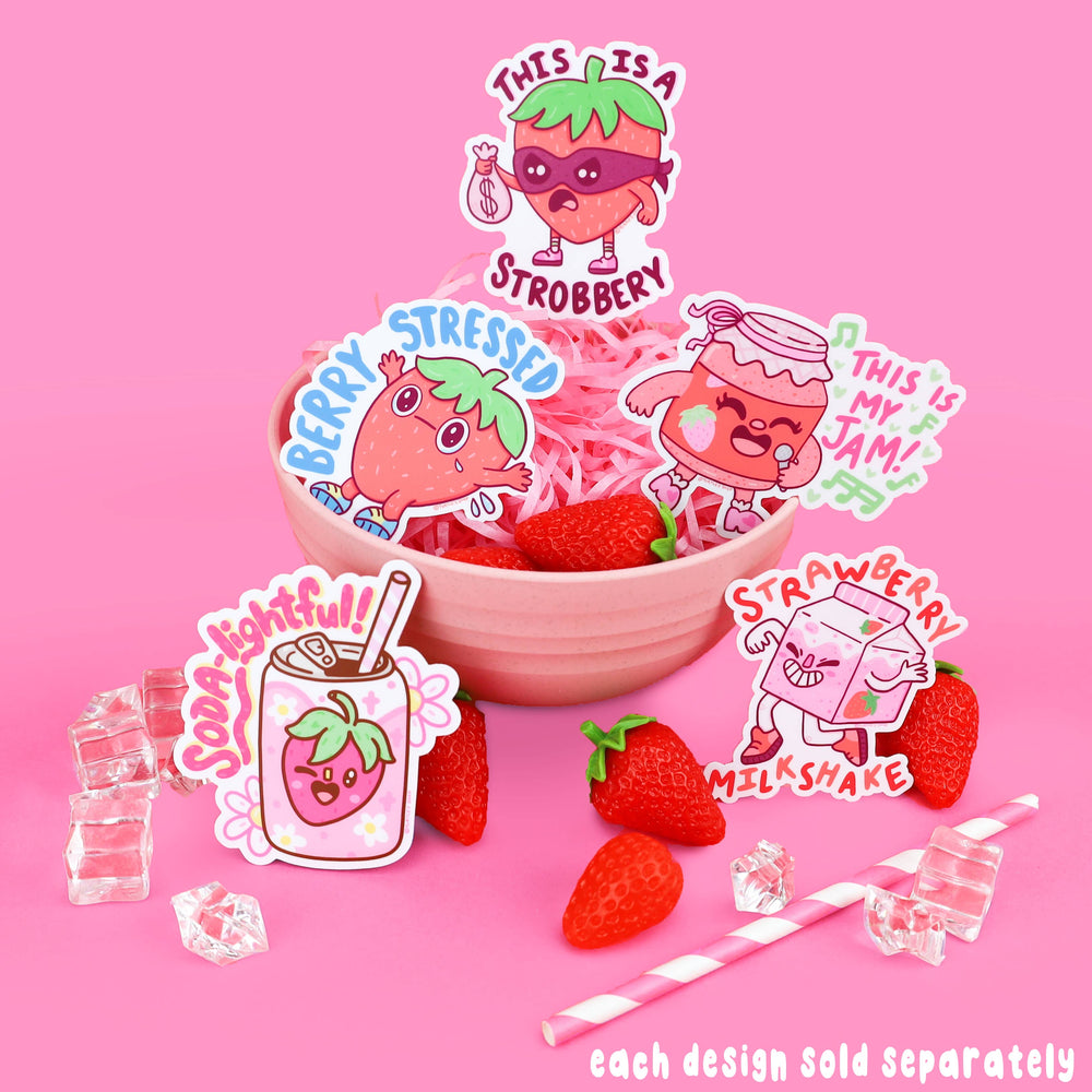 This is a Strobbery Strawberry Robber Fruit Vinyl Sticker – Small Town ...