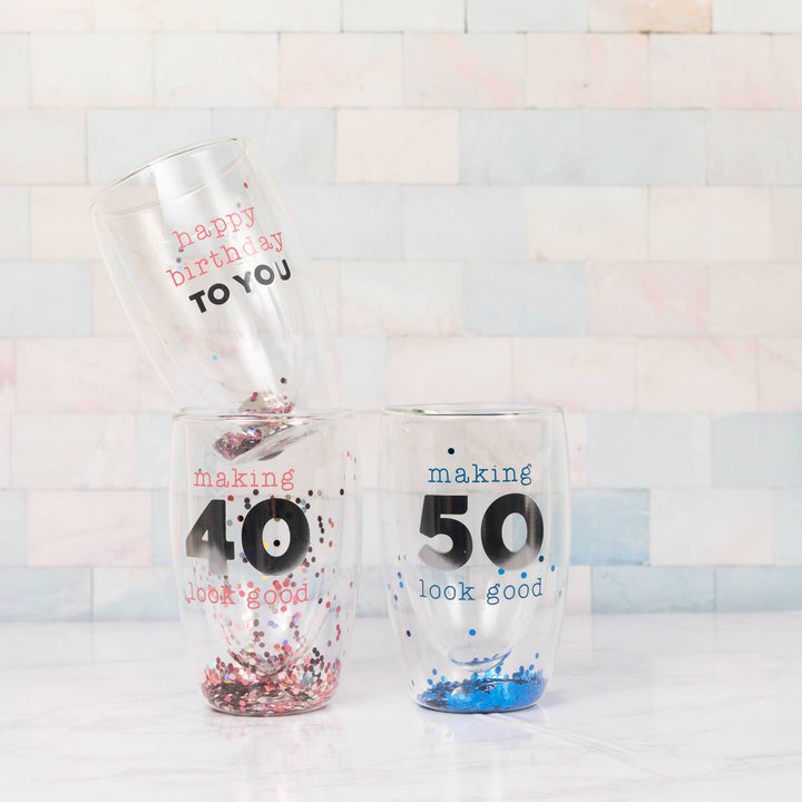40 - 14 oz Double-Walled Glass