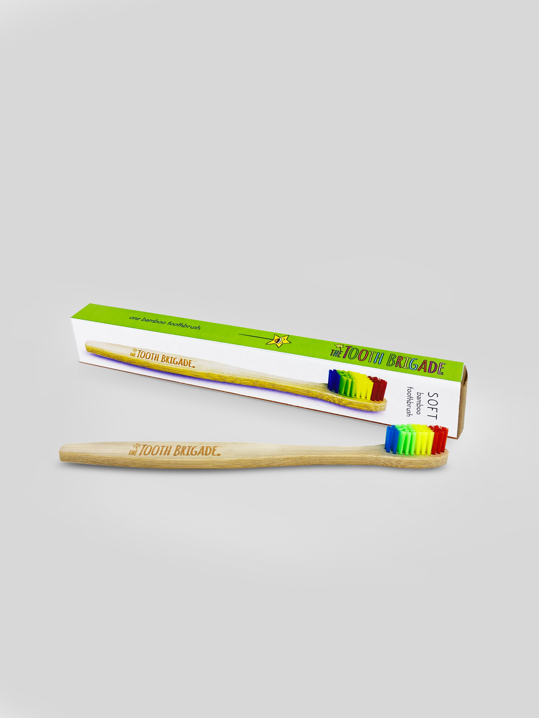 Bamboo Toothbrush with rainbow nylon bristles