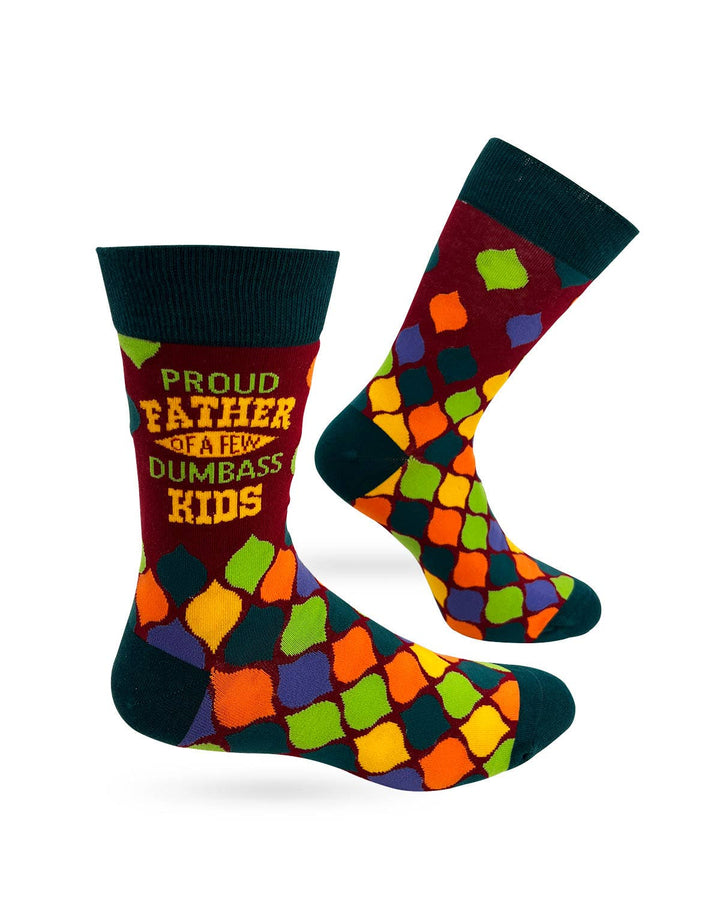 Proud Father of a Few Dumbass Kids Men's Novelty Crew Socks