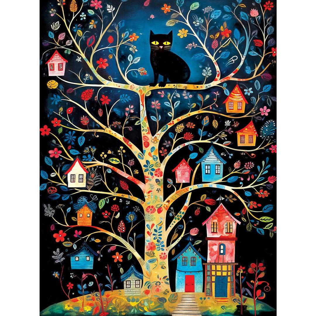Black Cats - Birdhouse Kingdom 300 Piece EZ Grip Jigsaw Puzzle