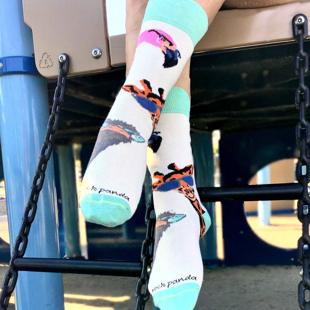 Long Necked Animals Wearing Glasses Socks from the Sock Panda (Adult Small - Shoe Sizes 2-5)