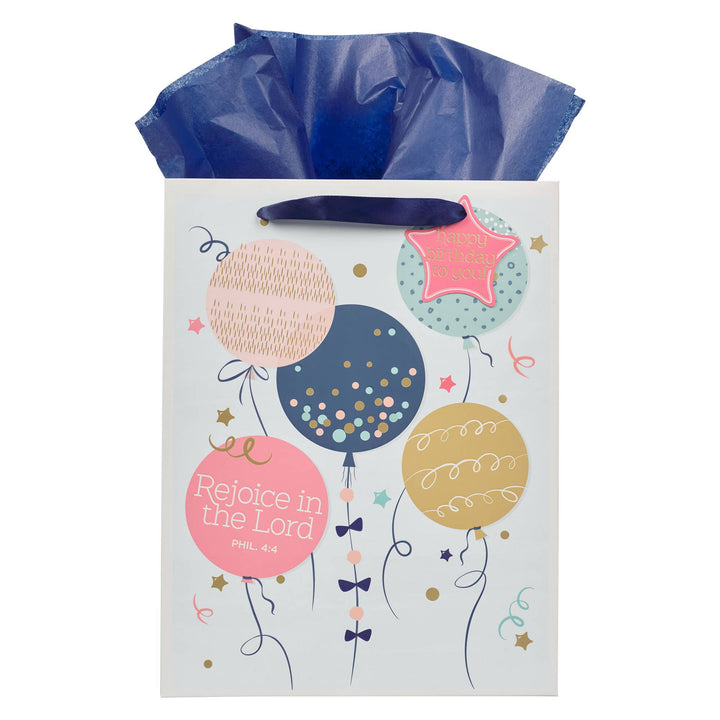 Rejoice Colorful Balloon Medium Gift Bag - Phil. 4:4