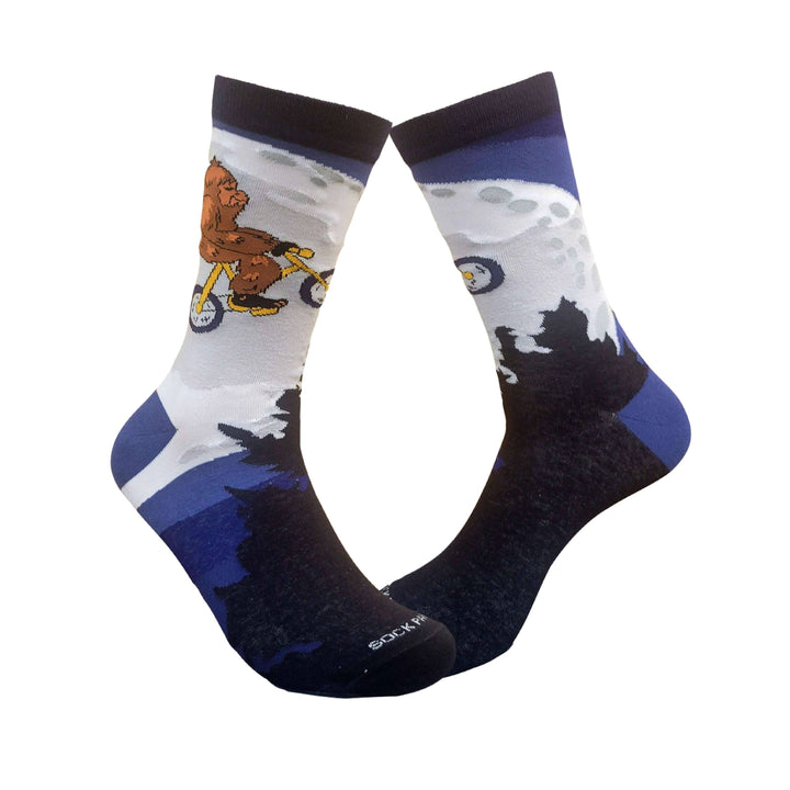 Big Foot Riding a Bike by the Moon Socks from the Sock Panda