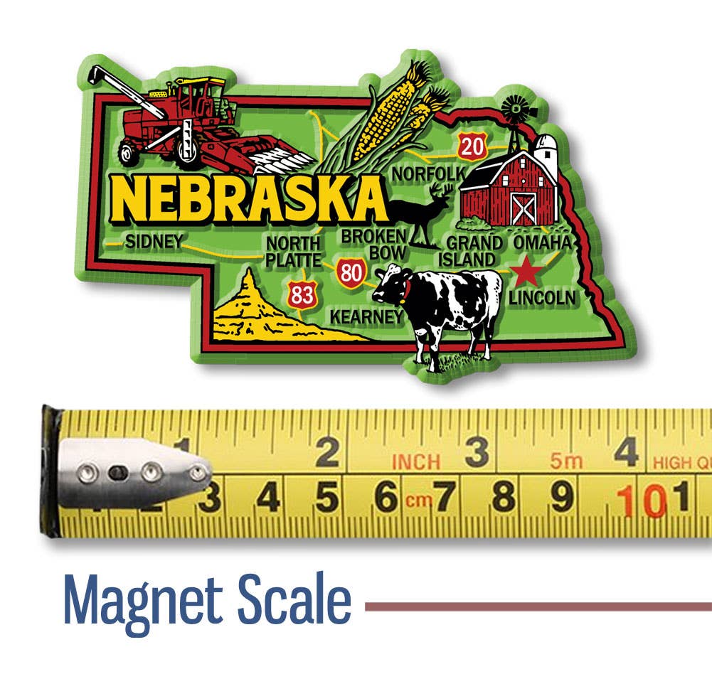 Nebraska Colorful State Magnet Collectible Made in USA