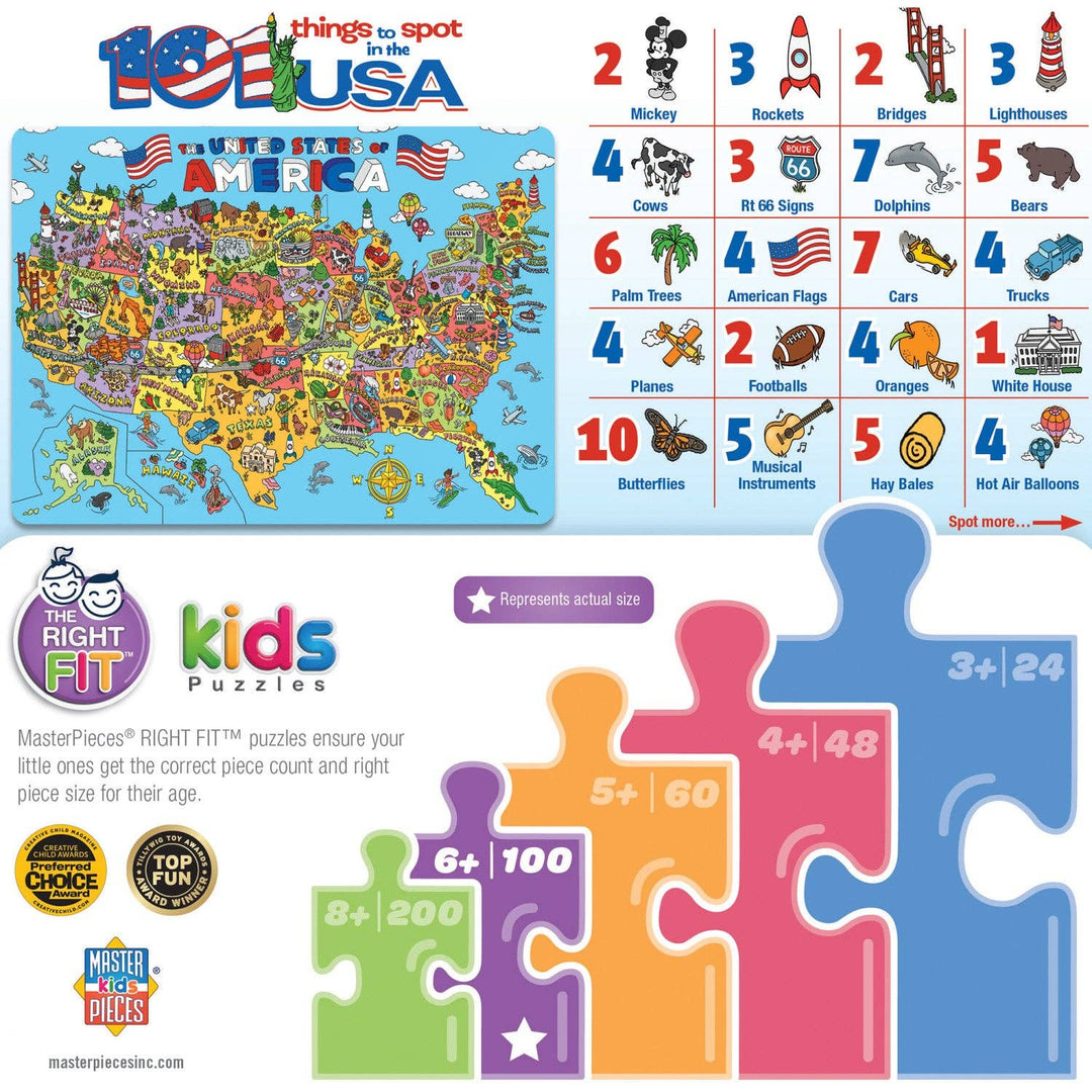 101 Things to Spot in the USA 100 Piece Kids Puzzle