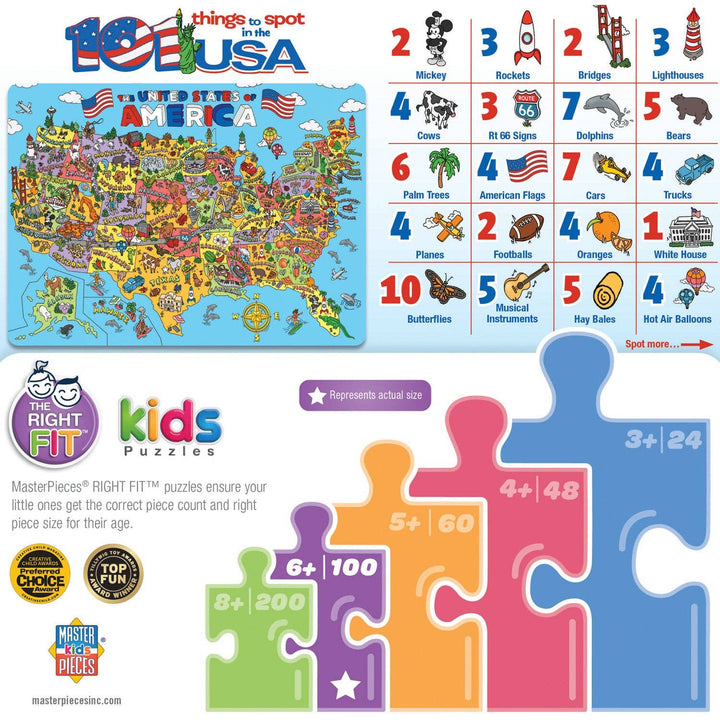 101 Things to Spot in the USA 100 Piece Kids Puzzle