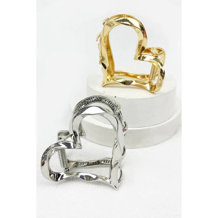 Metal Heart Shape Hair Claw Clips