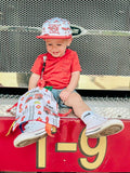 Firetruck Crinkle Tag Square 8x8 Teach at Home Toy