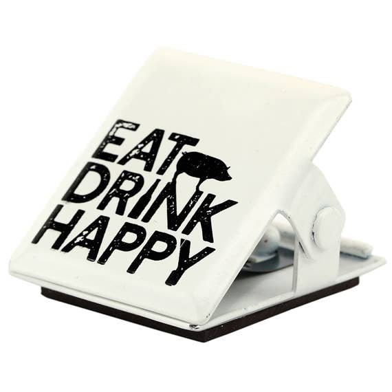 Eat Drink Happy Metal Magnet Clip