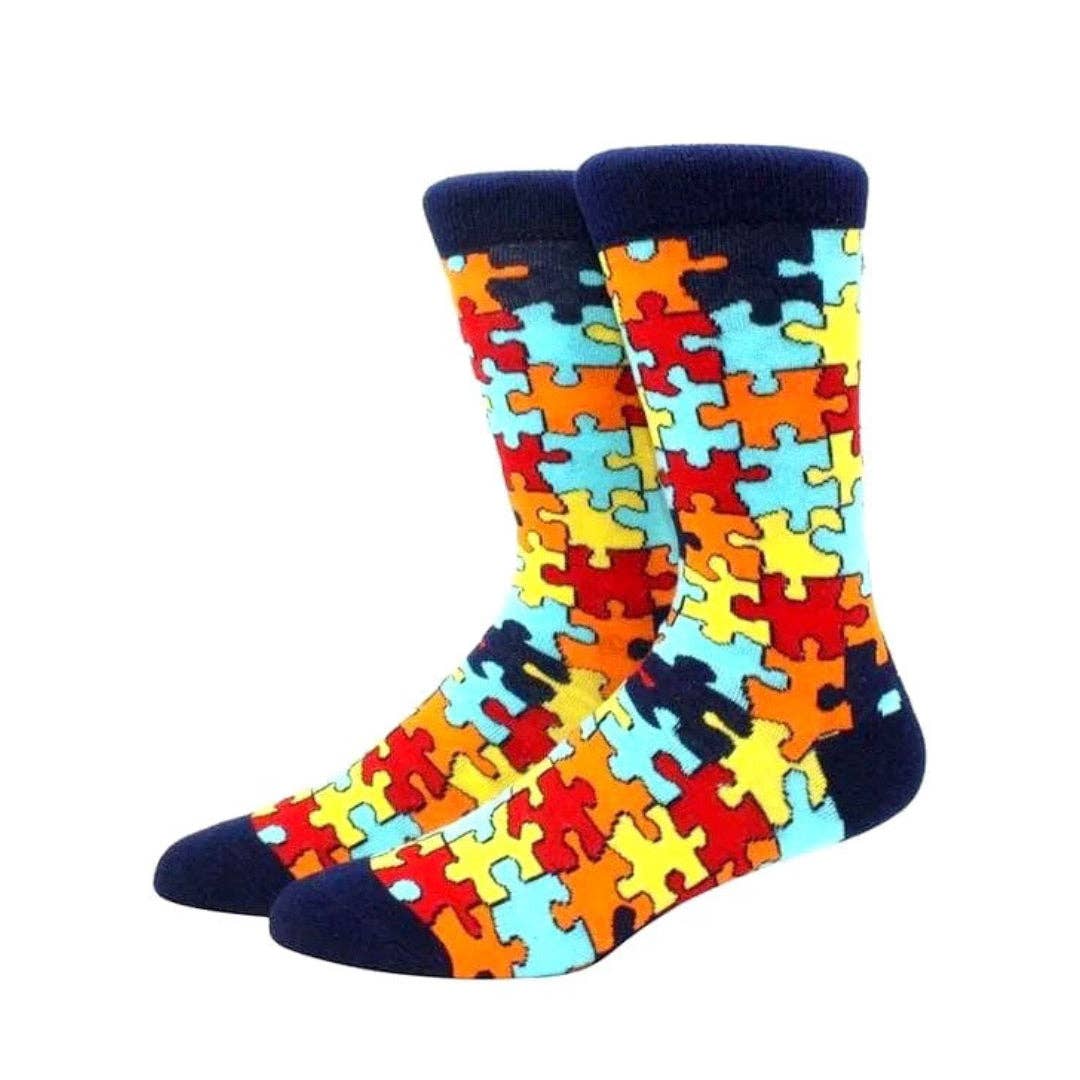 Puzzle Pieces Jigsaw Colorful Pattern Socks from the Sock Pa